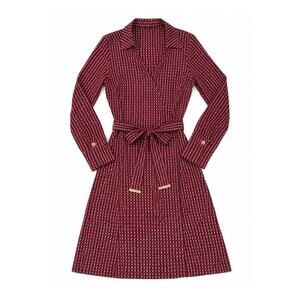 Tommy Hilfiger Dress SP Small Petite Red Geometric Workwear Business Casual NWT